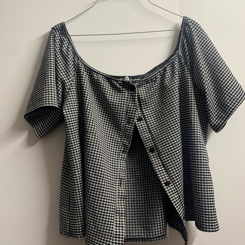 Off the shoulder button up